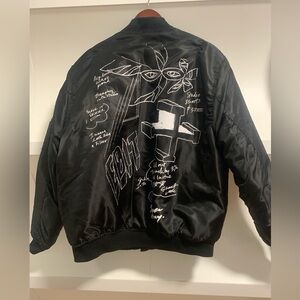 Black Graphic Bomber Jacket